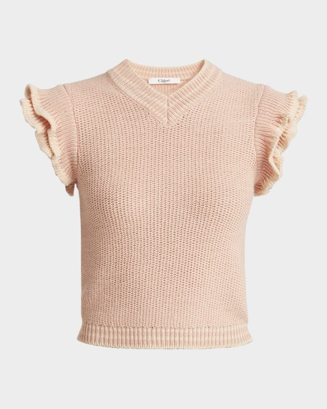 Ruffle Cap-Sleeve Sweater